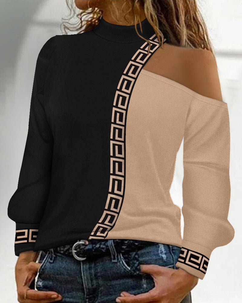 Women's Long Sleeve Loose Crew Neck Casual Bronzing T-shirt