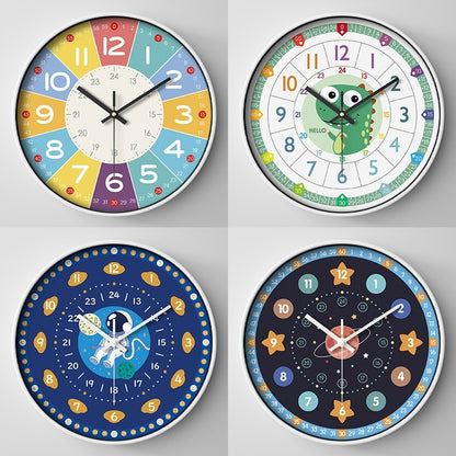 Early Education Cartoon Mute Children's Time Management Quartz Home Wall Mounted Clock