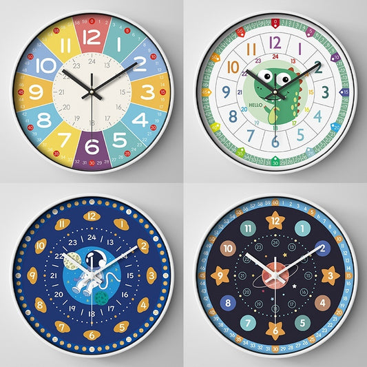 Early Education Cartoon Mute Children's Time Management Quartz Home Wall Mounted Clock