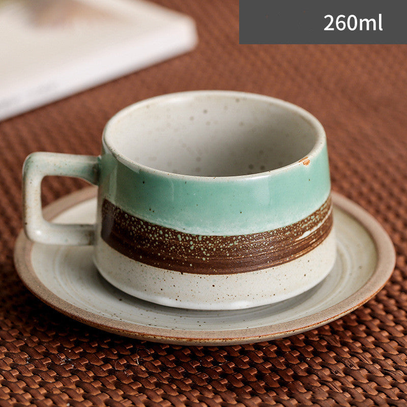 Japanese Retro Simple Ceramic Coffee Cup And Saucer Set