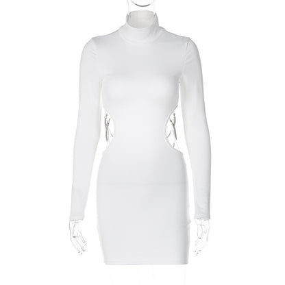 Ladies New Backless Chain Long Sleeve Dress