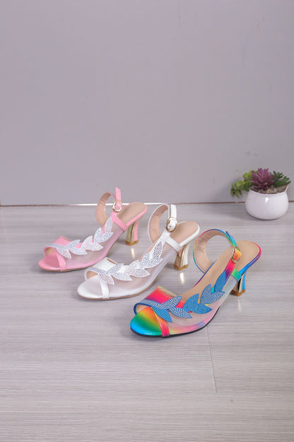 Summer New High Heel Sandals Stiletto Heel Rhinestone Buckle Sandals Fashion Sexy High Heels