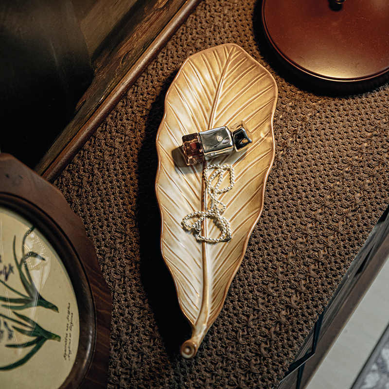 Vintage Leaves Style Sushi Sashimi Plate Ceramic Plate