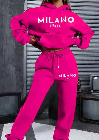 Women's Fashion Printed Hoodie Suit