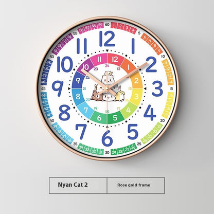 Early Education Cartoon Mute Children's Time Management Quartz Home Wall Mounted Clock