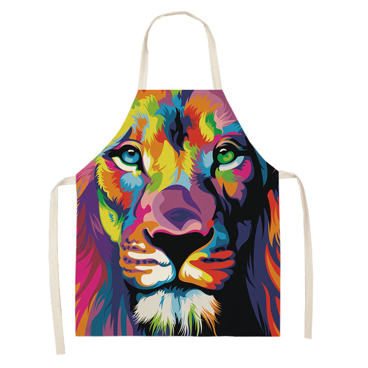 Simple Cartoon Tiger Cotton And Linen Apron Home