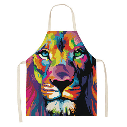 Simple Cartoon Tiger Cotton And Linen Apron Home