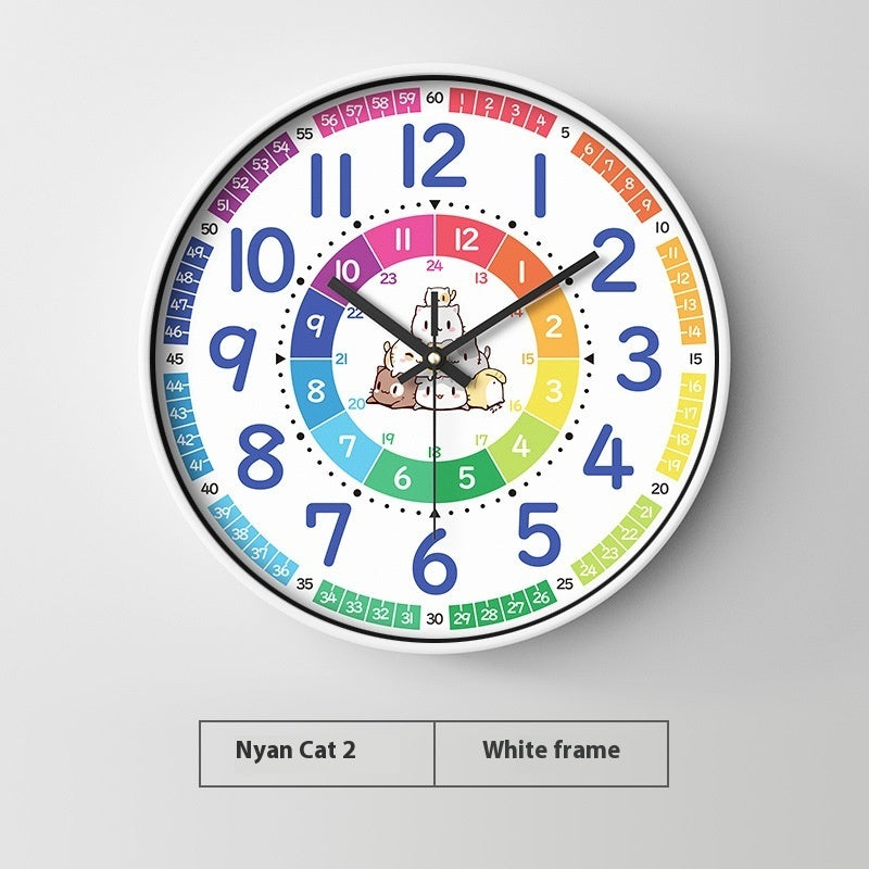 Early Education Cartoon Mute Children's Time Management Quartz Home Wall Mounted Clock