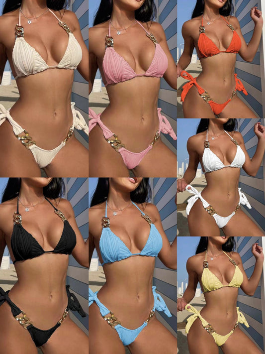 European And American Split Swimsuit Chain Bikini
