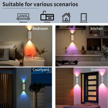 RGB Gradient LED Night Light With Motion Sensor Wall Lamp Rechargeable Ambient Light Dimmable Indoor Lights Magnetic Step Lamp