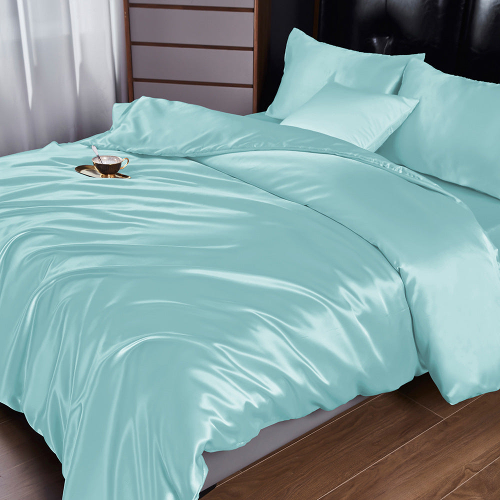 Pure Color Satin Silk-like Four-piece Set