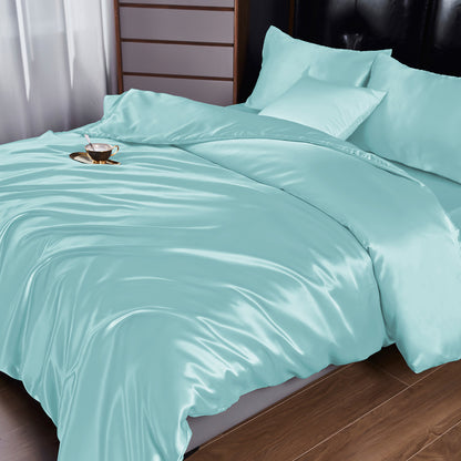 Pure Color Satin Silk-like Four-piece Set