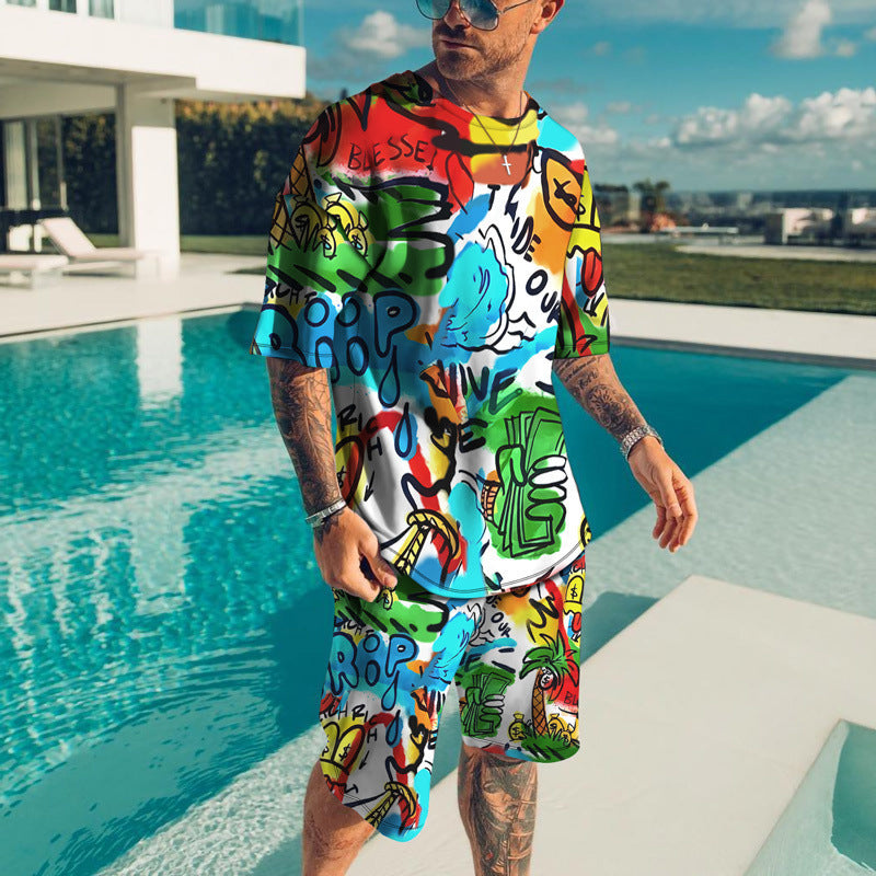 Men's Playing Card Summer Short Sleeve T-Shirt Set