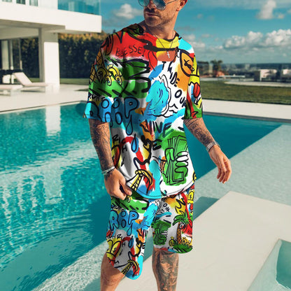 Men's Playing Card Summer Short Sleeve T-Shirt Set