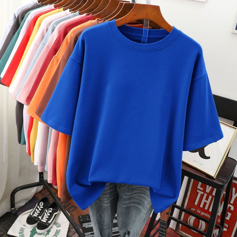 Solid Color T-shirt Women Loose Thin Looking Extra Large Plus