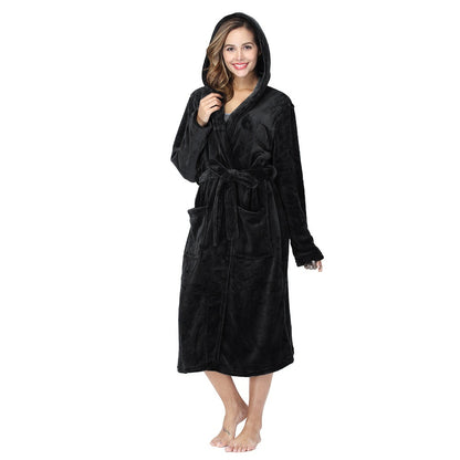Women's Polyester Hooded Nightgown Homewear Hotel Couple Bathrobe