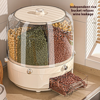 Wholesale Cereals Storage Box Rotatable Rice Bucket Insect-proof Moisture-proof Sealed Household Separated Rice Storage Box Rice Jar