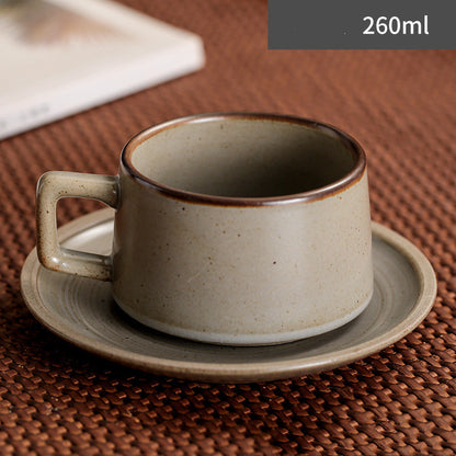 Japanese Retro Simple Ceramic Coffee Cup And Saucer Set