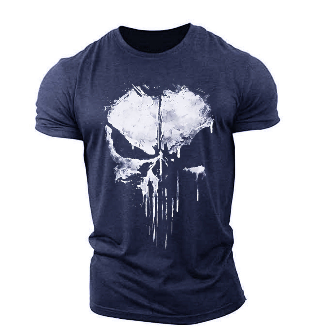 Men's Round Neck Short Sleeve T-Shirt The Punisher Skull