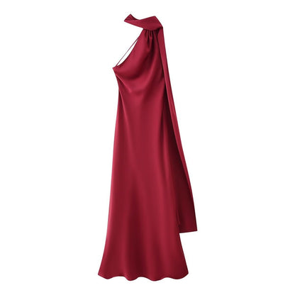 Elegant Satin Ribbon Sling Party Sleeveless Dress