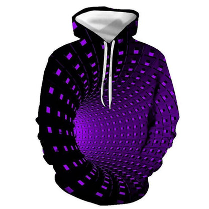 3d Plus Size Swirl Print Long-sleeved Hoodie Men's Sweater