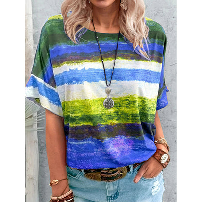 Gradient Contrast Women's Short-sleeved T-shirt