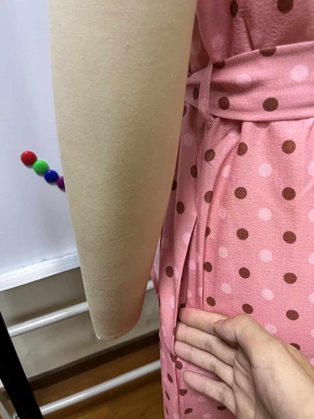 Sleeveless Round Neck Tied Polka Dot Dress