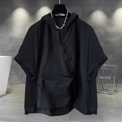 Men's Summer Zipper Design Hooded Short-sleeved T-shirt