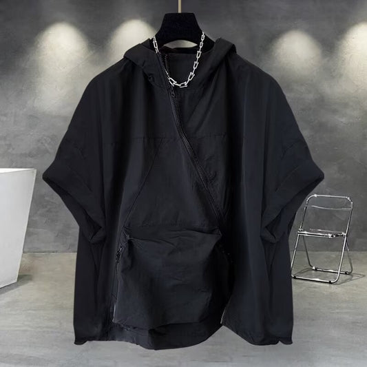 Men's Summer Zipper Design Hooded Short-sleeved T-shirt