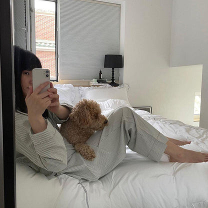 Sweet Printed Long Sleeve Trousers Homewear Suits