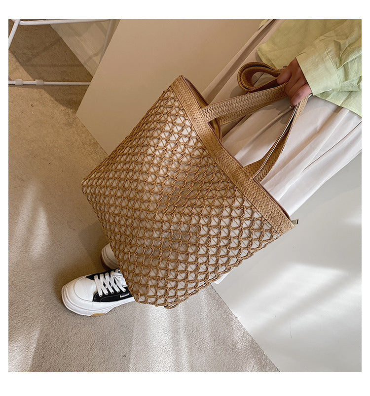 Hollow Out Paper Rope Woven Fashionable Shoulder Bag