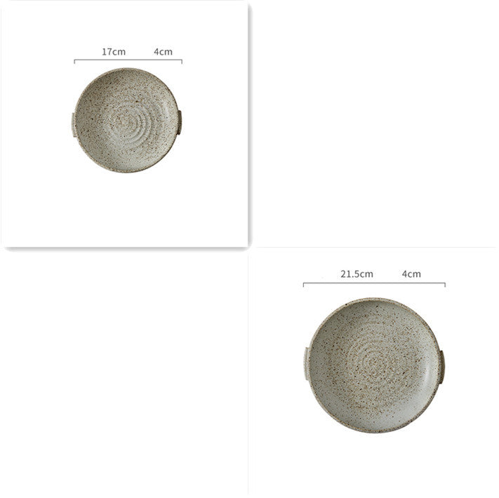 Japanese Binaural Plate Handmade Stoneware Cutlery Set