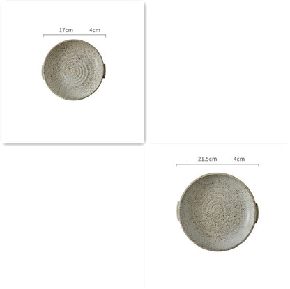 Japanese Binaural Plate Handmade Stoneware Cutlery Set