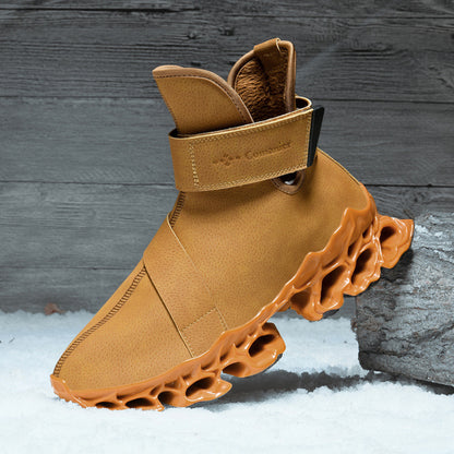 High-top With Velvet Microfiber Men's Leather Worker Boot