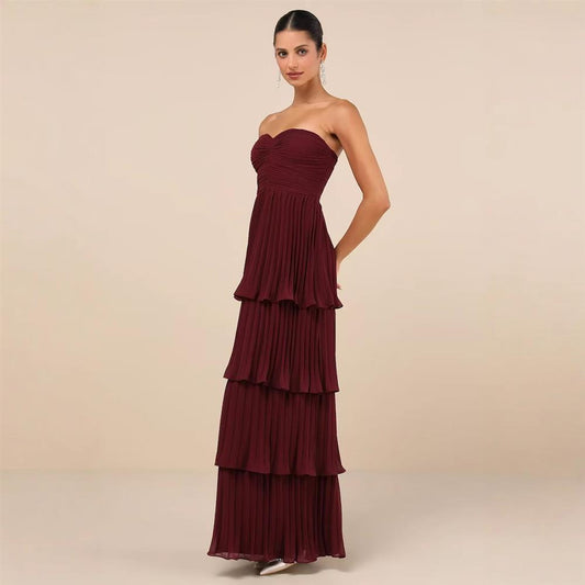 Women's Pleated Tube Top Cake Pleated Dress