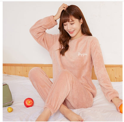 Warm Suit Women's Thick Coral Fleece Loungewear Suit
