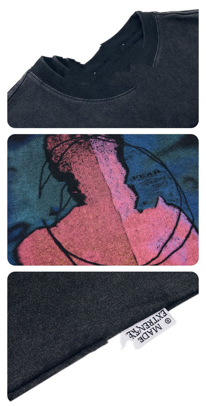 Men's Washed And Worn Short-sleeved T-shirt