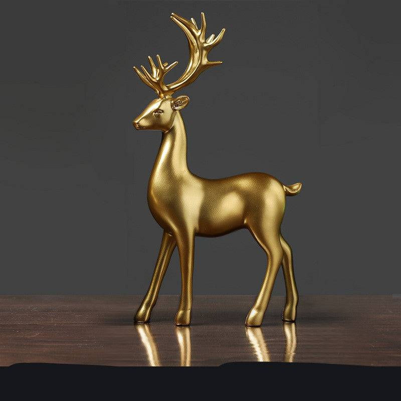 Golden Deer Animal Resin Crafts Sculpture Living Room Decoration Festival Gifts