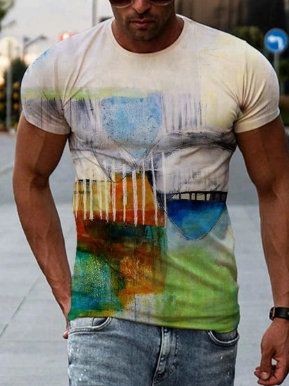 Digital Printed Short-sleeved Round Neck T-shirt