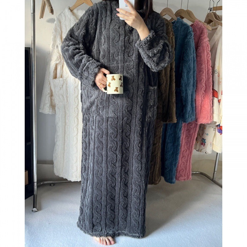 Women's Coral Fleece Thermal Long Nightgown