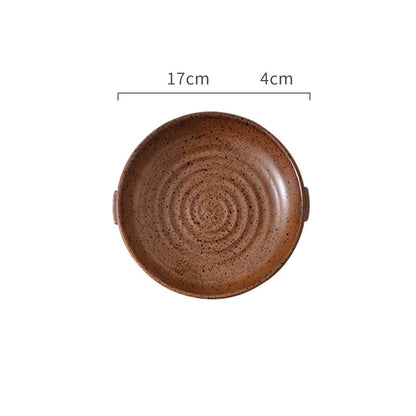 Japanese Binaural Plate Handmade Stoneware Cutlery Set