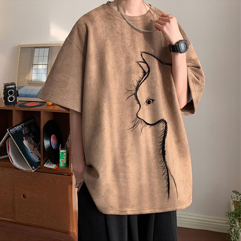 Men's New Fashion Cat Print Top