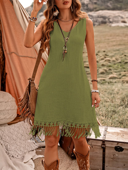 Holidaya Back Patchwork Lace Hawaiian Style Women's Casual Dress, Summer