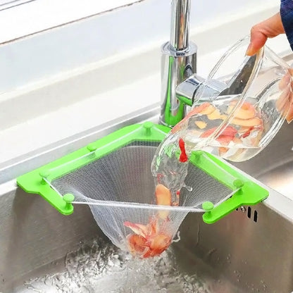 Kitchen Sink Triangle Hanging Net Storage Drain Rack Leftovers Soup Water Filter