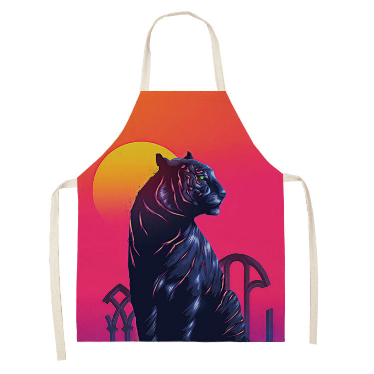 Simple Cartoon Tiger Cotton And Linen Apron Home