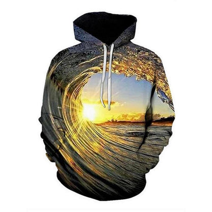 3d Plus Size Swirl Print Long-sleeved Hoodie Men's Sweater
