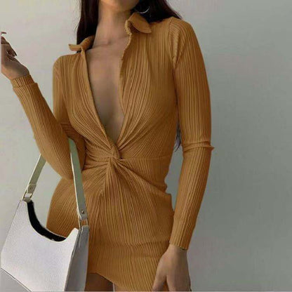 Fashionable Sexy New L-neck Twisted Sexy Tight-fitting Dress