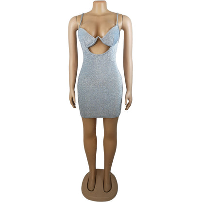 Women's Solid Color Casual Hollow-out Camisole Hip Skirt