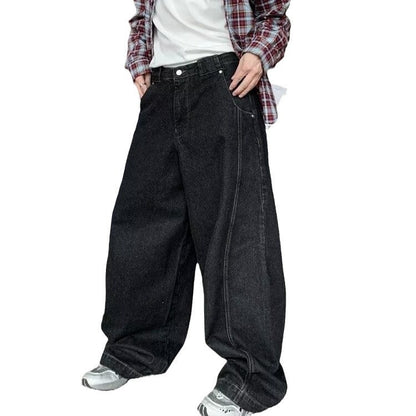 Washed Distressed Loose Wide Leg Jeans Street Men