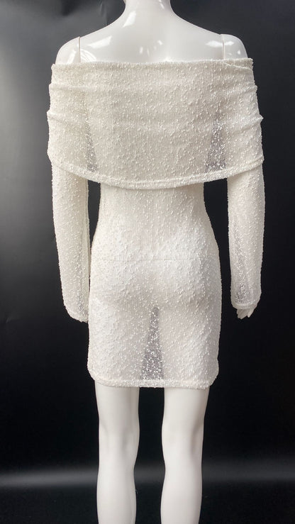 Skirt Knitted Hollow Chest Wrap Off-shoulder Dress